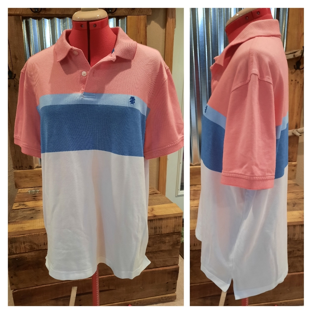 New IZOD polo shirt color block youth L or adult S